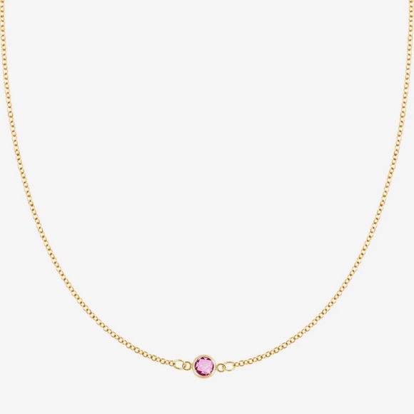 NEW HaverHill Petite 1 Birthstone Necklace in 14k Gold(Pink Sapphire October) - Picture 5 of 9